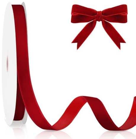 Nastro Velluto Bordeaux, 1cm X 23m Nastro Bordeaux Velluto Adesivo, Nastri Natalizio Adesivo Pacchi Fettuccia Nastri per Pacchi Regalo San Valentino Adesivo Decorativo Decorazioni Albero di Natale