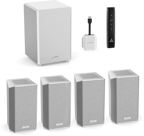 AWOL VISION ThunderBeat 4.1.2 All-Wireless Home Theater Sound System, Surround Sound System with Dual 120W Subwoofers and Upward Firing Speakers, Dolby Atmos DTS Support (4.1.2)