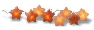 HAF® LED Salz Lichterkette Stern – 8 handgefertigte Leuchtelemente mit LED-Kette, jede ein Unikat aus natürlichem Salzkristall für warmes Licht, gemütliche Dekoration und stimmungsvolles Ambiente