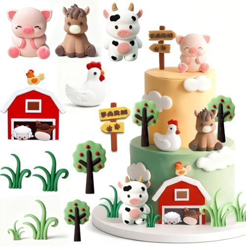 Bauernhof Tier Kuchen Dekoration Schaf Kuchen Topper Bauernhof Tier Geburtstag Dekoration Kuh Kuchen Dekoration Schwein Kuchen Topper Für Bauernhof Tier Babydusche Geburtstag Dekoratione