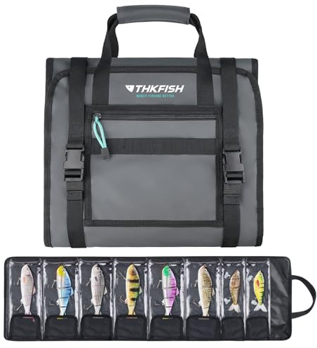 THKFISH 35 x 101 cm Fishing Ködertasche, Trout Spoon Tasche, Baits Wallet Case, Forellen-Blinker Wobbler Angelköder-Etui, Aufbewahrungstasche für Spinner, Aufbewahrung für Köder (Groß)