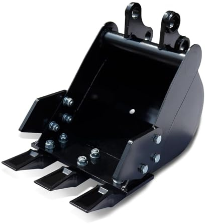 Fabater Cucharón para Miniexcavadora, Dientes Duros de 300 Mm, Diseño de 3 Dientes, Accesorio para Cucharón de Zanja para Excavadora de Acero Al Manganeso, Retroexcavadora con Reemplazables para