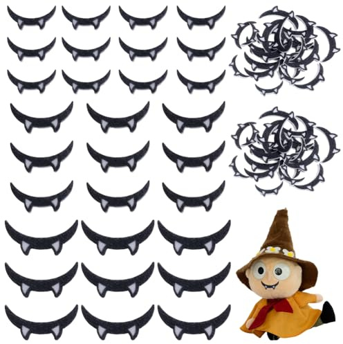 PH PandaHall 150 Stück Filz Mund Zähne, 3 Größen Böse Zahn Patches Dekorative Tier Maul Sicherheit Filz Handwerk Mäuler für Gestrickte Plüschtiere Herstellung Amigurumi Puppen Nähen Zubehör Dekor