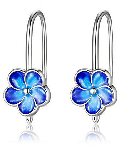 Uloveido frauen Cloisonne Blau Emaille Haken Ohrringe Pflaume Blume Ohrringe Silber Farbe Hochzeit Schmuck CQ248-Silber-Blau