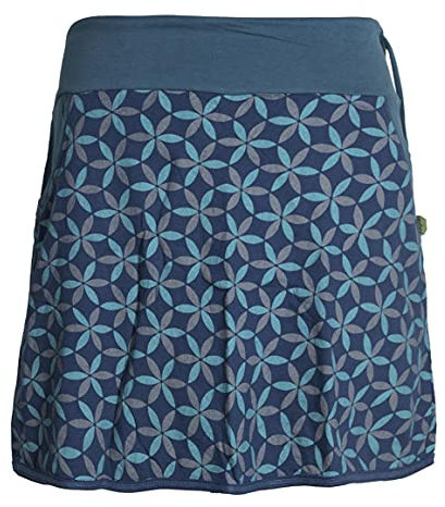 Vishes - Alternative Bekleidung - Damen Baumwoll-Rock, 70er Jahre Retro Facetten, Blumen-Druck, Taschen türkis 38