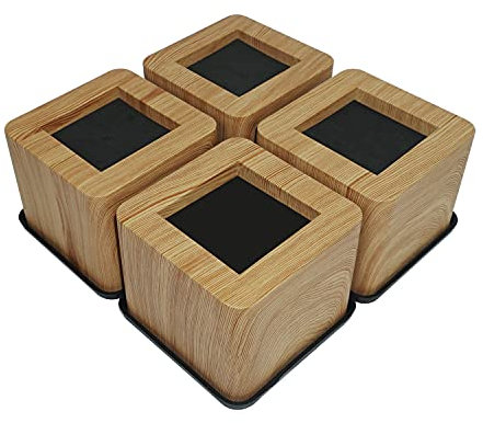 FONDDI 3 Inch Bed and Furniture Risers - Heacy Duty for Sofa, Table, Desk, Couch, Dorm - 4 Pack Light Wood Color(ABS Plastic), Wont Crack & Scratch Floors