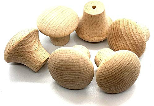Shaker KNOBS 32mm Sanded Beech Fluted Wood Cupboard Door Cabinet Drawer knob (18)