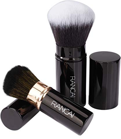 Pinceau de Maquillage Rétractable Brosse de Maquillage Multifonction Pinceau à Poudre Professionnelle Pinceaux pour Fond de Teint et Poudres 2 Pièces (Noir)