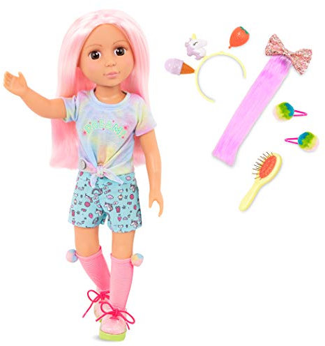 Glitter Girls Puppe zum Frisieren Nixie – Bewegliche 36 cm Puppe mit Extensions, Haarspangen, Kleidung, Zubehör – Spielzeug ab 3 Jahre (15 Teile)