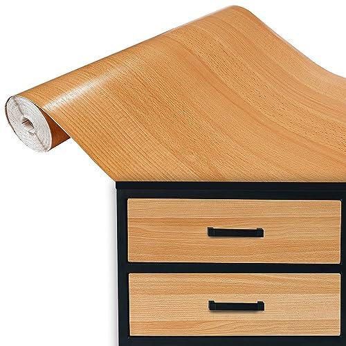 Klebefolie Möbel 45x100 cm | Selbstklebende Möbelfolie in Holzoptik - wasserfest und zuschneidbar | Folie für Möbel ideal zum Renovieren von Schränken, Türen und Arbeitsplatten | Rotbuche