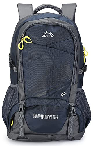 Black Jungle 65 L wasserdichter Reiserucksack, Wanderrucksack Trekkingrucksack für Sport, Camping, Fahrradreisen, Klettern, Reiten und Reisen mit großer Kapazität (Blau)
