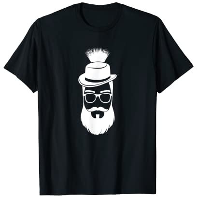 Jäger Silhouette in weiß mit Bart, Hut und Gamsbart T-Shirt