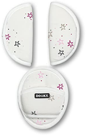 Dooky Gurtpolster für die Babyschale, Kinderwagen & Kindersitze (universelle Passform dank Klettverschluss, passend für 3- und 5-Punkt-Gurte, weiche Polsterung aus 100% Baumwolle), Twinkle Stars