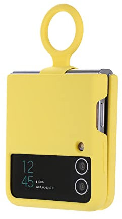 COQUE Samsung Z Flip 3 avec Anneau, étui en Silicone Liquide Ultra-Mince, étui Pliable pour téléphone Portable pour Samsung Galaxy Z Flip 3 5G,Jaune
