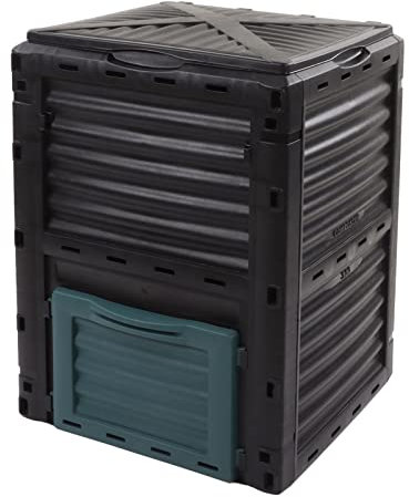Poubelle à Compost Composteur, 300L Grande Capacité à Couvercle Supérieur à Charnière Jardin Poubelle à Composteur Léger avec Conteneur D'aération Cuboïde Plastique de Qualité Supérieure pour Cuisine