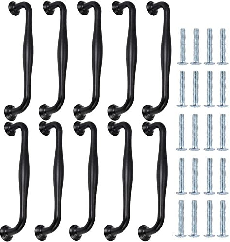 Hzyclzh Küchengriffe 10 Stück Schwarz Schrank Türgriff, Schwarze Möbelgriffe, Schrankgriffe Schubladegriffe, Mattschwarze Schrankgriffe aus Aluminiumlegierung für Kleiderschrank, Schublade, Gartentür