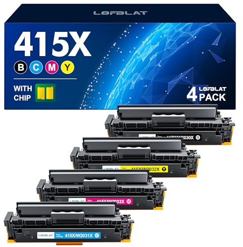 LOFBLAT 415X Toner, Ersatz für Toner HP 415X 415A, für HP Color Laserjet pro MFP M479fdw M479dw M479fdn M454dw M479fnw M454dn W2030X W2032A W2033A W2031A M479 M454 (Mit Chip)