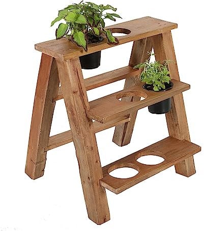Casa Moro Blumenständer Pflanzenregal Vicenza Blumenregal Garten, Pflanzen-Treppe Leiterregal 3 Ablagen klappbar aus recyceltem Teak-Holz