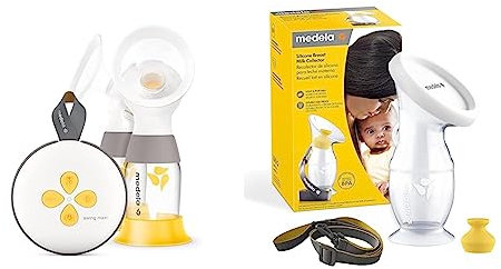 Medela Extractor de leche eléctrico Swing Maxi + Medela recolector de leche materna para madres lactantes, la copa de leche materna de silicona