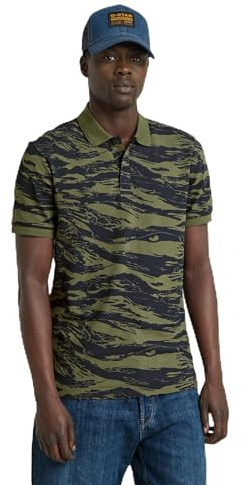 G-Star RAW Herren Dunda Slim Allover Poloshirt, Mehrfarben (Shadow Olive 2L Tiger camo D24359-C335-G393), M