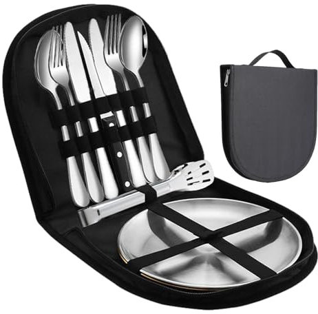 Sac de rangement pour ustensiles de camping – Sac de rangement pour assiettes de camping, sac de rangement portable pour couverts de camping, sac à couverts de grande capacité ou voyage, pique-nique,