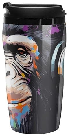 Gorilla Monkey Love Music Coffee Mug Double Wall Insulated Tumbler Cup with Lid Travel Mug Coffee Cup for Women Men