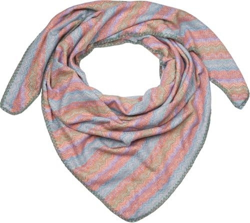 styleBREAKER Damen XXL Dreieckstuch mit Zick-Zack Webmuster, mehrfarbiges Dreiecktuch, Schal weich und warm 01020051, Farbe:Türkis-Flieder-Orange