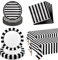 122 Pieces Black and White Striped Party Supplies Black and White Plates and Napkins Set with Paper Plates Napkins Black and White Striped Tablecloth for Birthday Wedding Graduation Serves 40
