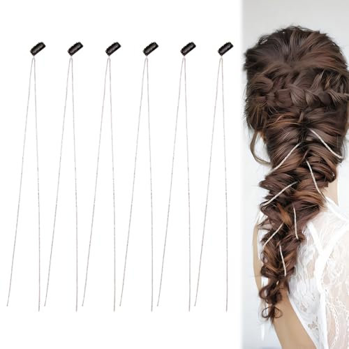 Kristall Quaste Haarclips Ketten, 6 Stück Punk Quaste Haarspangen Ketten Lange Haarspangen mit Strasssteinen Strass Haarketten Bling Haarschmuck für Frauen Mädchen