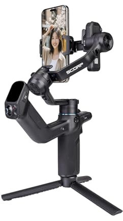 Feiyutech SCORP Mini 3 Kit [Ufficiale] AII-IN-ONE Stabilizzatore cardanico a 3 assi per telefono cellulare/mirrorless/action camera, smartphone, carico utile 2 kg, tracciamento AI 4.0, morsetto per