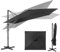 GOPLUS Parasol de Jardin Exterieur, Parasol Déporté 3x3M, avec Manivelle, 8 Baleines à Double Couche, Rotation à 360°, Anti-UV, Parasol Inclinable Excentré pour Balcon Terrasse, H.273cm, Noir
