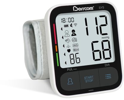 Berrcom Digitales Handgelenk-Blutdruckmessgerät für den Heimgebrauch, automatisches Blutdruckmessgerät mit großer LCD-Anzeige