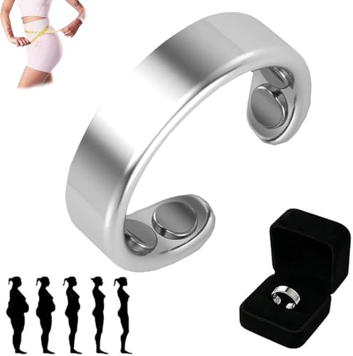TKGEOUE Magnetring Vital, Vitalring Magnet Wechseljahre, Akkupressurring Damen mit Magneten, Magnetfeldtherapie Ring für Schlafqualität und Hormonelle Balance, Wechseljahre Ring (Silber-1)