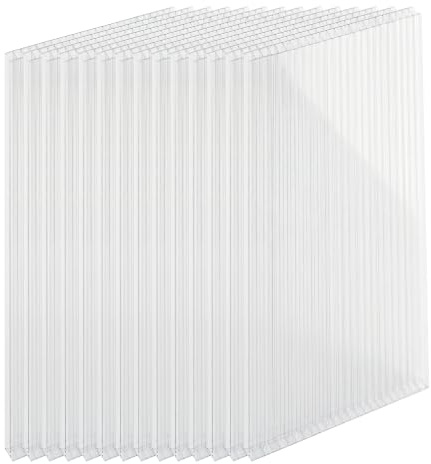 Relaxdays Doppelstegplatten 14er Set, Hohlkammerplatten 4mm, für Gewächshaus, HB: 121x60,5 cm, Polycarbonat, transparent