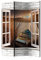 RAUMTEILER/PARAVENT B&D XXL Raumteiler Fensterblick Fenster Landschaft Foto Paravent 135x172 cm beidseitig auf Vlies-Leinwand Bedruckt Trennwand Spanische Wand Sichtschutz Raumtrenner grau braun