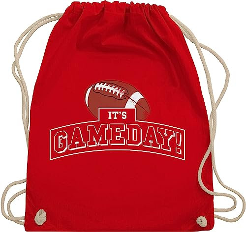 Turnbeutel Rucksack - It's Gameday Vintage Football - Unisize - Rot - sports bag american+football+tasche sport beutel american tasche footballfans turnsackerl geschenke für fans stoffbeutel