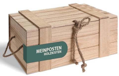 Meinposten Holzkiste mit Deckel Kiste Schatzkiste Schatztruhe Holzkasten Holz braun Truhe mit Deckel (H 15 x B 36 x T 26 cm)
