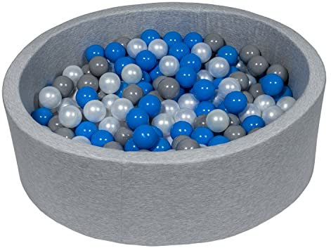 Velinda Piscine a balles pour Enfant, Aire de Jeu + 200 balles (Couleurs des balles: Perle, Bleu, Gris)