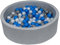 Velinda Piscine a balles pour Enfant, Aire de Jeu + 200 balles (Couleurs des balles: Perle, Bleu, Gris)