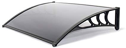 1.2m Easy Fit Door Canopy – 120 x 80cm – Black Brackets & Grey Tinted 3mm Polycarbonate Cover – Weather-Resistant & Durable