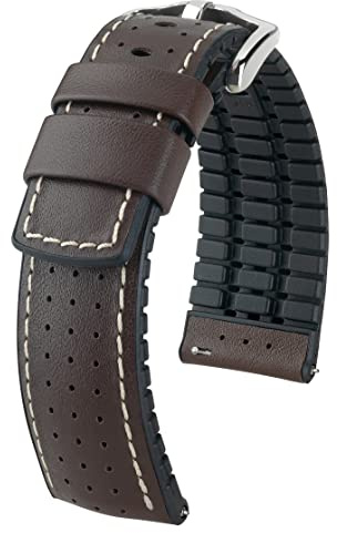 HIRSCH Herren Performance Uhrenarmband Modell Tiger 18 mm Braun