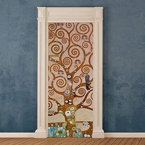Adesivi per Porte in PVC Premium, Door Cover Albero della Vita Klimt, Applicazione Facile e Senza Bolle, Rivestimenti per Porte da Interno 83 x 210 Rifilabili