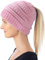 Hatstar Damen Beanie Mütze mit Zopfloch | Strickmütze für Pferdeschwanz | Ponytail Beanie gestrickte Mädchen Wintermütze | weich & warm (rosa)