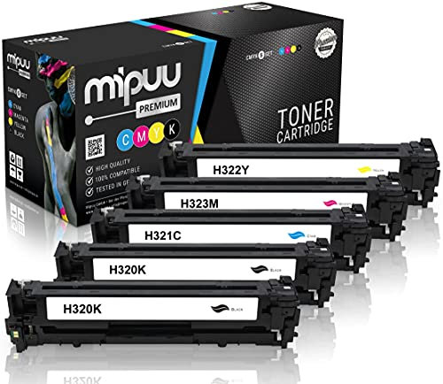 Mipuu 5 Toner kompatibel zu HP CE320A CE321A CE322A CE323A (128A) für HP Laserjet CP1525n CP1525nw CP1515n CP1525 CP1526nw, Pro CM1415fn CM1415fnw CM1415 (Schwarz, Cyan, Magenta, Gelb)