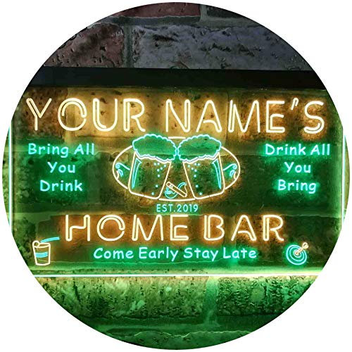ADVPRO Personalized Your Name Est Year Theme Home Bar Beer Dual Color LED Barlicht Neonlicht Lichtwerbung Neon Sign Grün & Gelb 600 x 400mm st6s64-p2-tm-gy