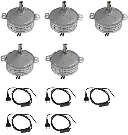 CHANCS 5 uds Motor de placa giratoria Motor síncrono eléctrico TYC-50 220V 15-18RPM con interruptor de cable de alimentación de 1,8 m de longitud, lámpara de empuje de pie en línea