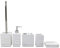 BM 4391 Set Accessori Bagno Completo con Superficie Strutturata, Set di Accessori da Bagno 4 Pezzi in Resina Bianco, Dispenser, Portaspazzolino, Portasaponetta, Portascopino