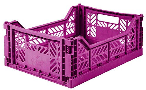 Ay-Kasa Klappkiste Faltkiste Kiste Klappbox Faltbox (Purple, medium)