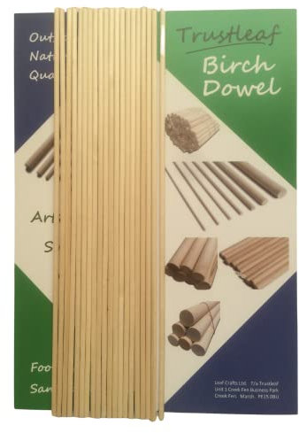 Trustleaf Tasselli in legno di betulla da 4 mm x 30 cm, 4 mm, 20 tasselli