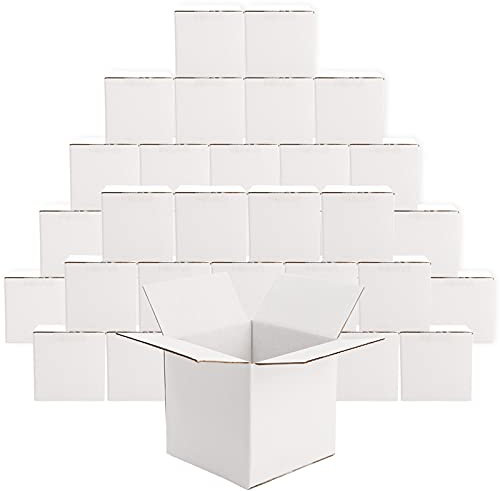 Peohud 40 Pack Small Shipping Boxes 10 x 10 x 10cm, Triple Wall Corrugated Cardboard Box, 4x4x4 Inches Mailing Boxes Shipping Postal Boxes for Mug Packaging, Gift, Packing Storage, Cube, White